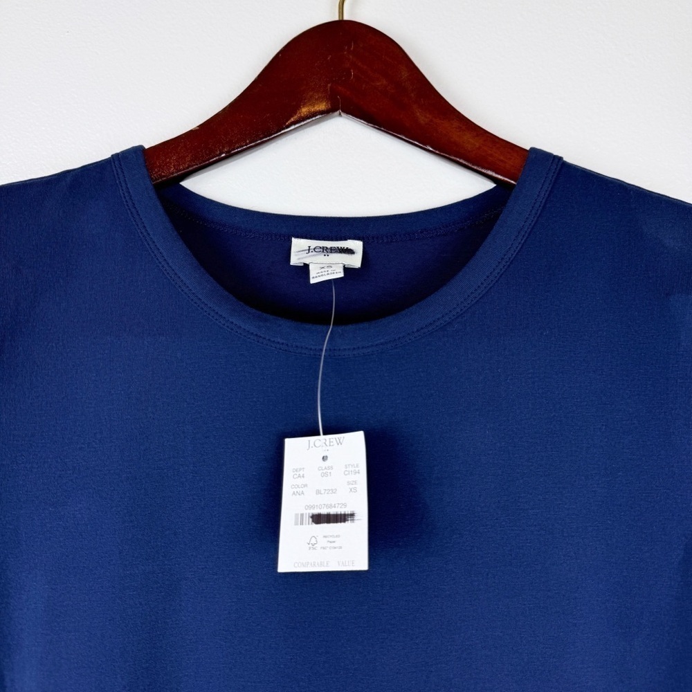 J. Crew Short Sleeve Lightweight Knit Mixy Dress Navy Size XS NWT - Picture 5 of 7